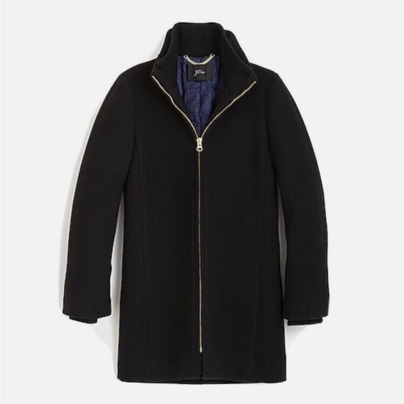 J.Crew | Lodge Coat in Italian Stadium Cloth Wool | Black | Petite Size 12 (12P) - Picture 1 of 16